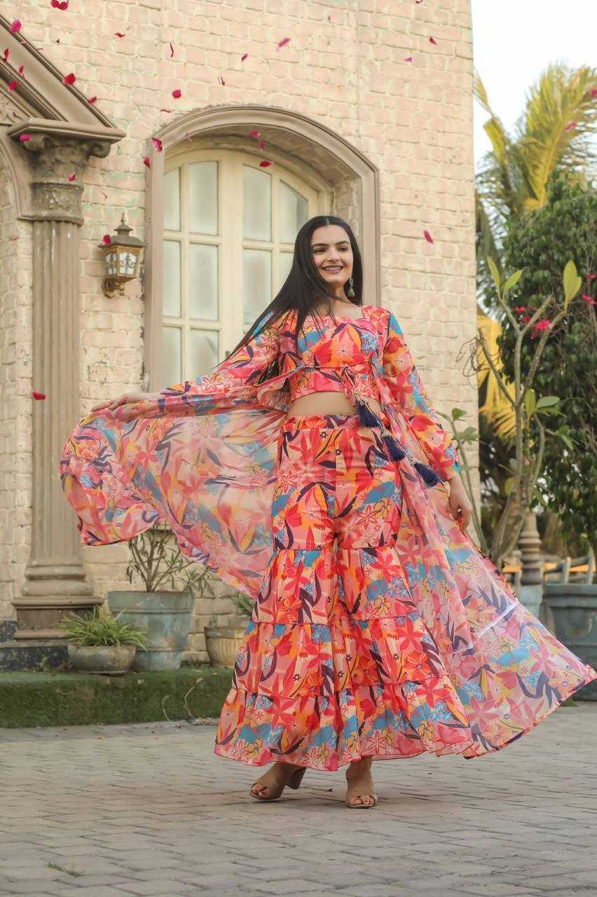 Georgette Kesh211 Ldy24 Suits & Dresses  Indo Western Dresses Palazzo Printed Georgette Party Wear Suits