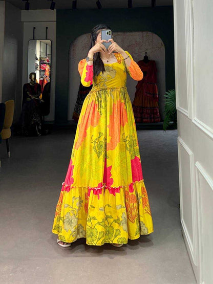 Georgette Kesh211 Ldy53 Gowns  Printed Anarkali Long Georgette Simple Gowns