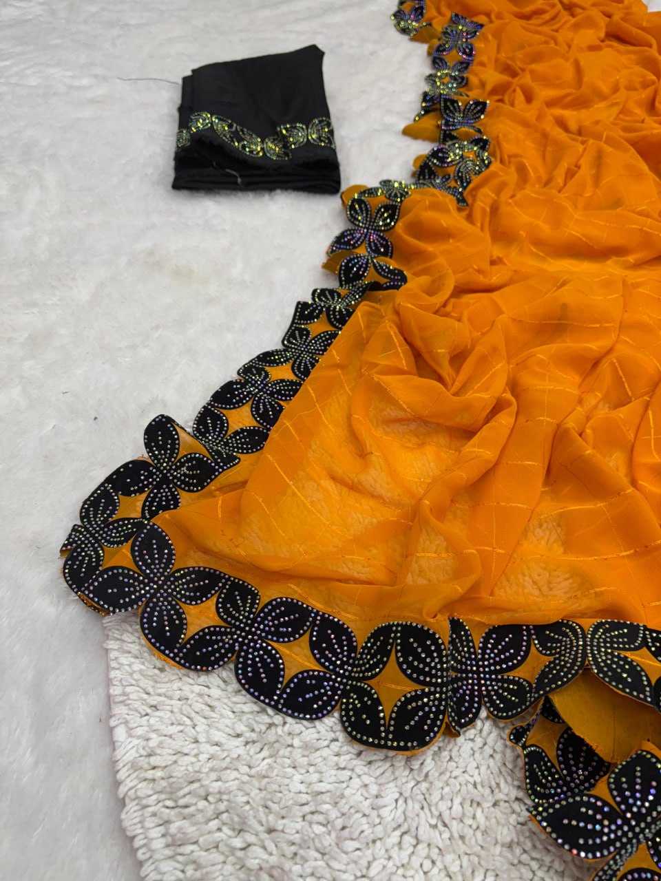 Georgette Kesh221 Ptf11 Sarees  Georgette Sequence Lace Border Sarees