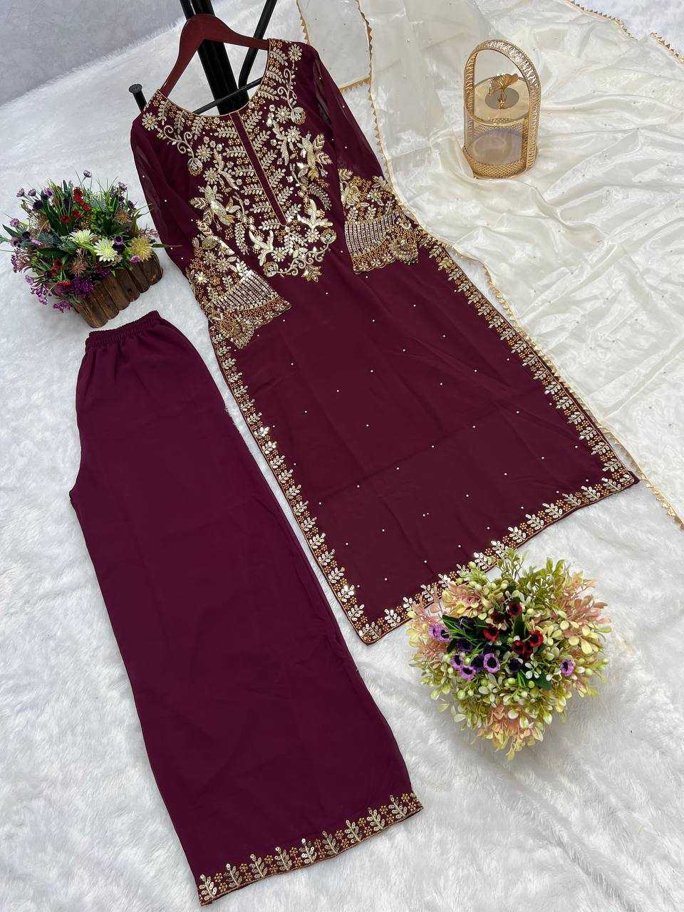 Georgette Kesh228 522 Suits & Dresses Islamic Clothing  Pakistani Ladies Silk Long Kurtis Suits