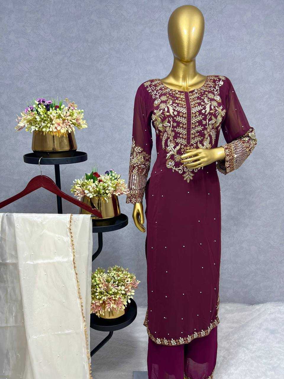 Georgette Kesh228 522 Suits & Dresses Islamic Clothing  Pakistani Ladies Silk Long Kurtis Suits