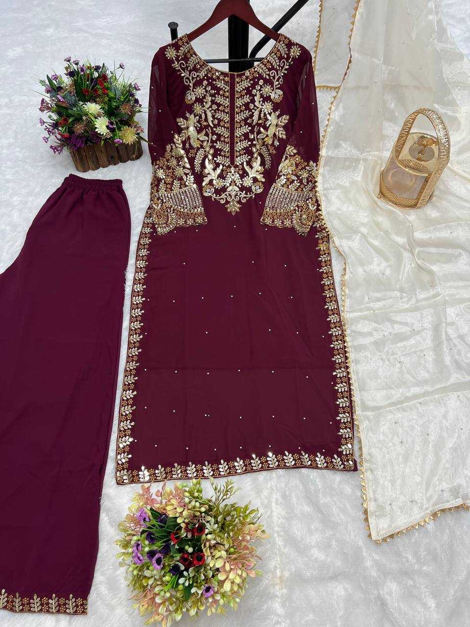 Georgette Kesh228 522 Suits & Dresses Islamic Clothing  Pakistani Ladies Silk Long Kurtis Suits