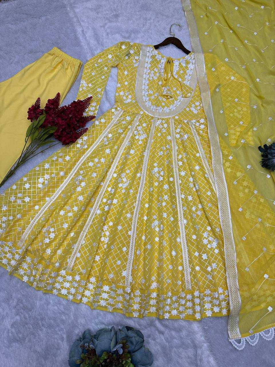 Georgette Kesh228 568 Gowns  Anarkali Long Haldi Outfits Gowns