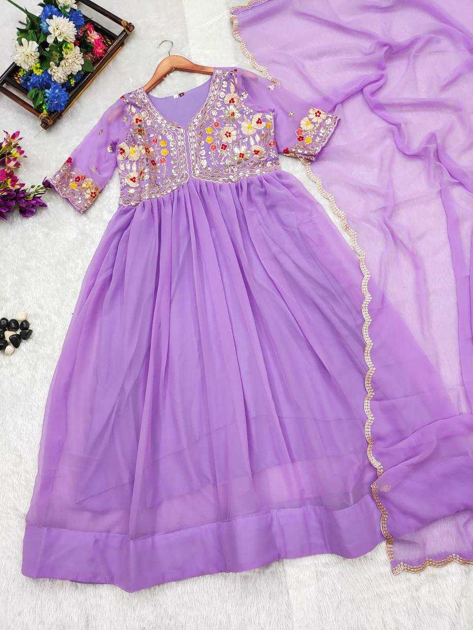 Georgette Kesh232 972 Gowns  Embroidered Anarkali Georgette Purple Gowns