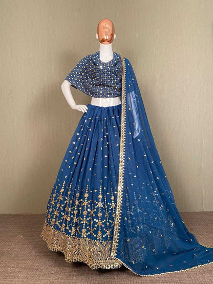 Georgette Lehengas  Fancy Traditional Wedding Embroidered Lehengas