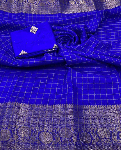 Georgette Mkd Crafed  Sarees