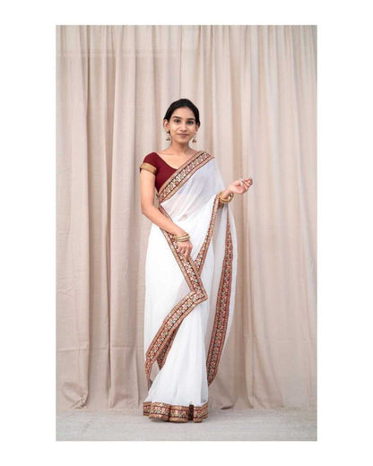 Georgette Mpl 09 Sarees  Fancy Georgette Lace Border Sarees