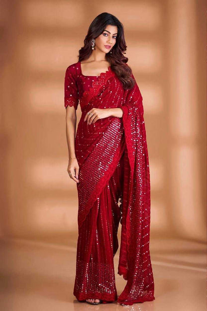 Georgette Mpl Hayaa Sarees  Party Wear Fancy Georgette Sarees