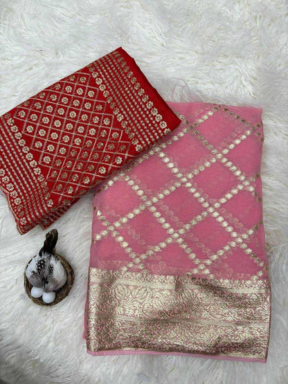 Georgette Rie Epicrani Sarees  Georgette Jacquard Viscose Sarees