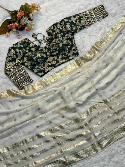 Georgette Rin104 Ape126 Sarees  Georgette Viscose Zari Border Sarees