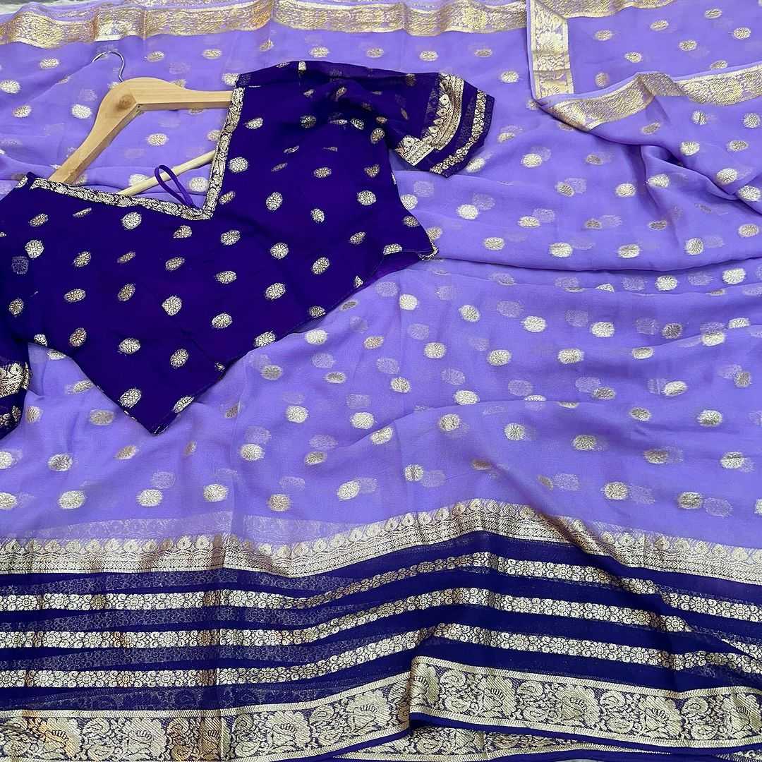 Georgette  Rin104 Ape90 Sarees  Georgette Ladies Viscose Sarees With Blouse Purple Sarees