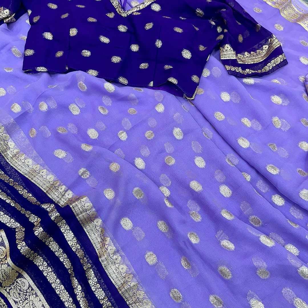 Georgette  Rin104 Ape90 Sarees  Georgette Ladies Viscose Sarees With Blouse Purple Sarees