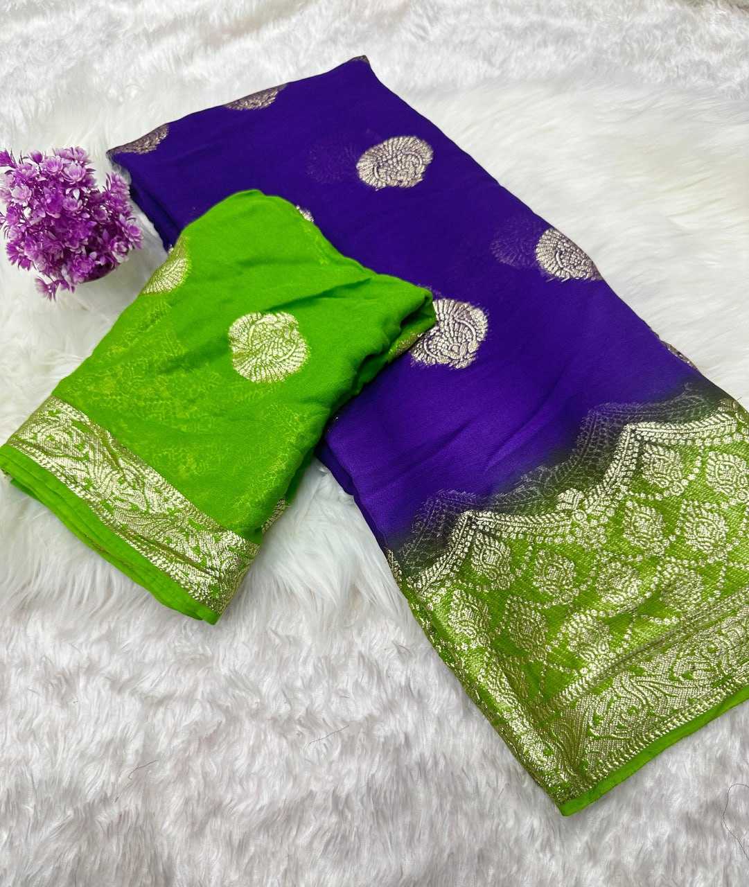 Georgette Rin104 Are133 Sarees  Georgette Viscose Zari Border Sarees