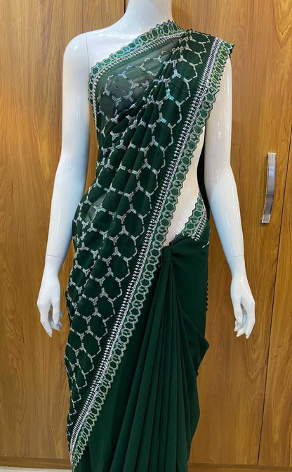 Georgette Rin109 Rbc40 Sarees  Georgette Sequence Cutwork Sarees