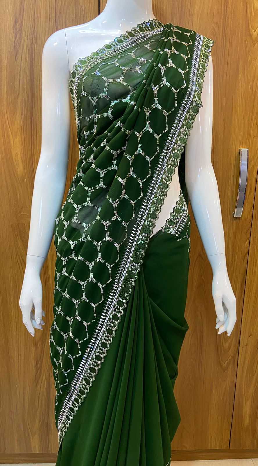 Georgette Rin109 Rbc40 Sarees  Georgette Sequence Cutwork Sarees