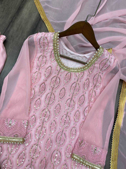 Georgette Rin110 220 Suits & Dresses  Embroidery Georgette Sharara Salwar Wedding Suits