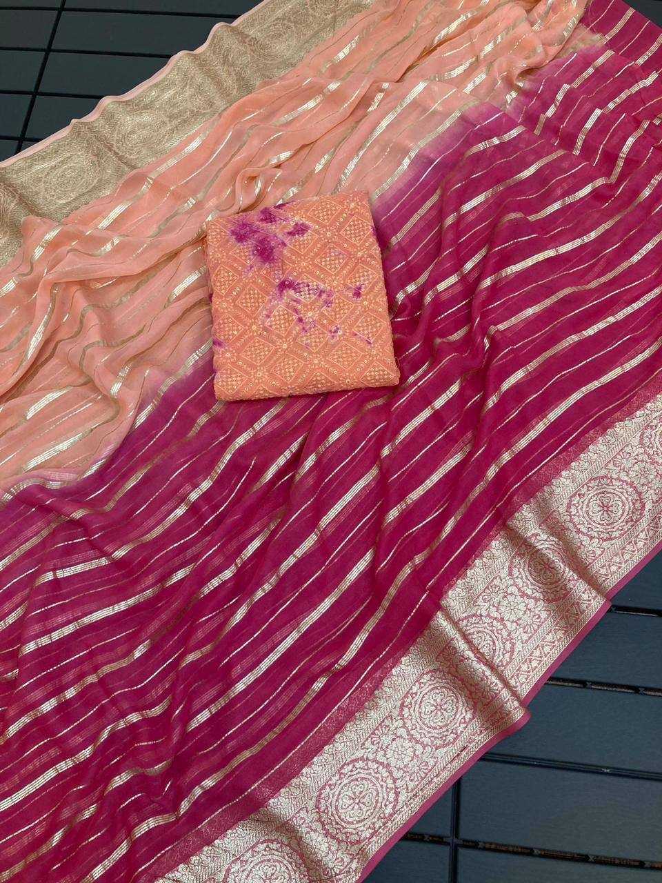 Georgette Rin124 Rie04 Sarees  Georgette Zari Border Viscose Sarees