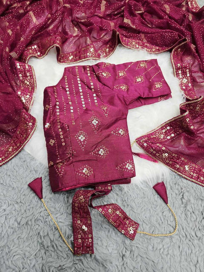 Georgette Rin128 Rjk69 Sarees  Fancy Georgette Sequence Sarees