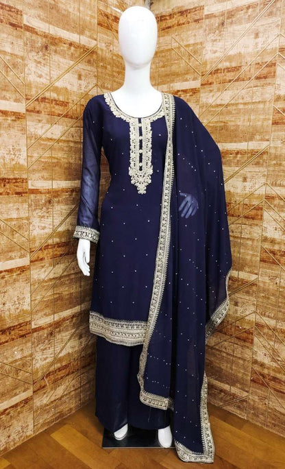 Georgette Rin129 001 Suits & Dresses  Ladies Embroiderery Georgette Ladies Party Wear Suits