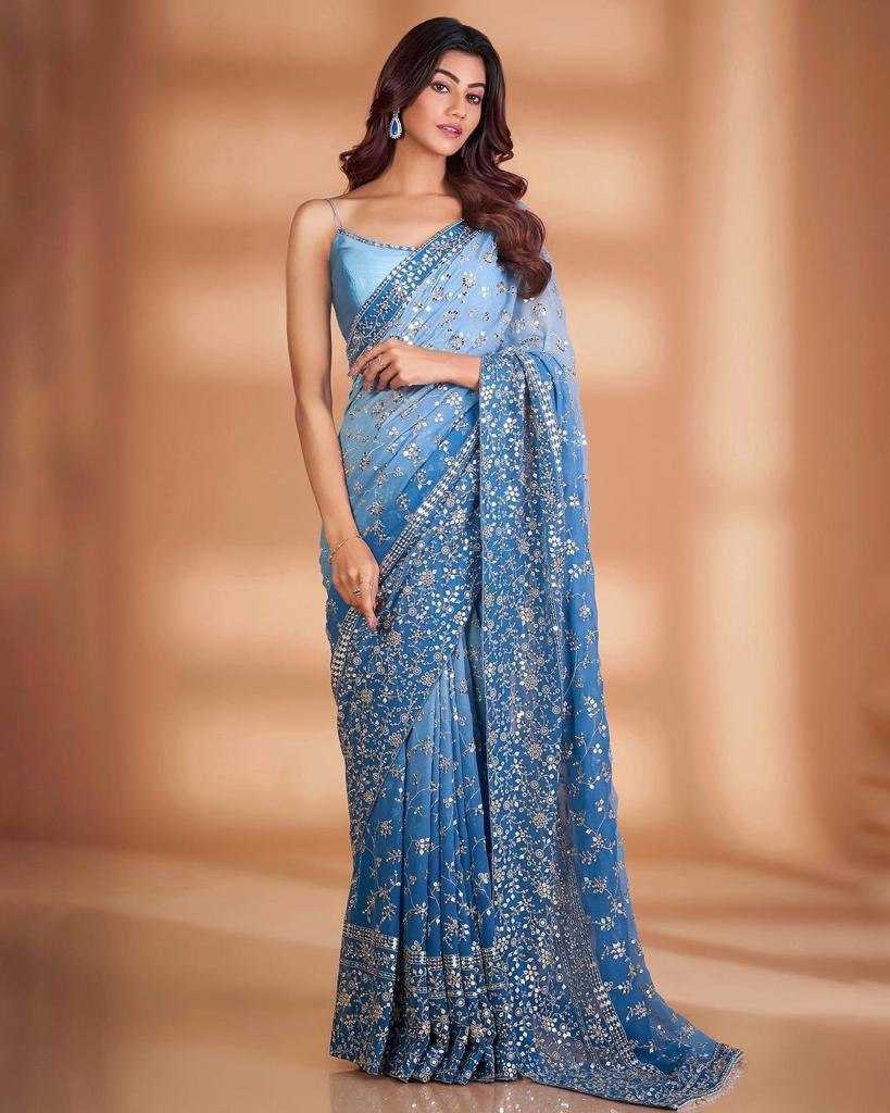 Georgette Rin134 0173 Sarees  Party Wear Georgette Sequence Work Embroidered Diwali Collections Sarees