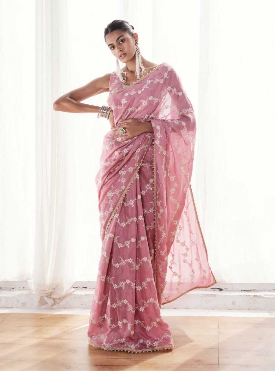 Georgette Rin134 0176 Sarees  Fancy Georgette Embroidered Zari Border Sarees