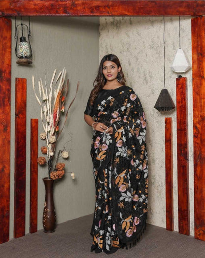 Georgette Rin141 1483 Sarees  Party Wear Georgette Sequence Embroidered Sarees