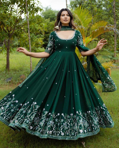 Georgette Rin141 1537 Gowns  Embroidery Anarkali Long Georgette Gowns