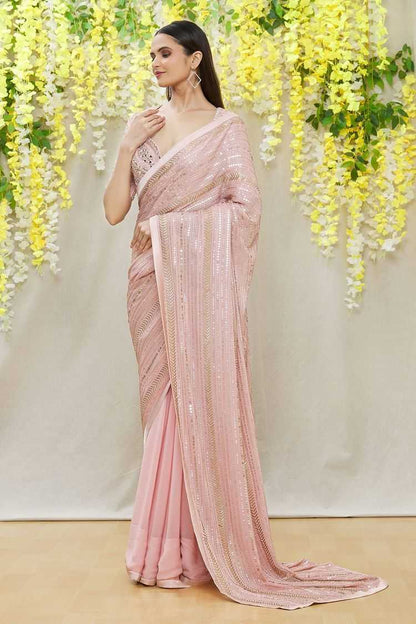 Georgette Rin141 1681 Sarees  Party Wear Georgette Sequence Embroidered Sarees