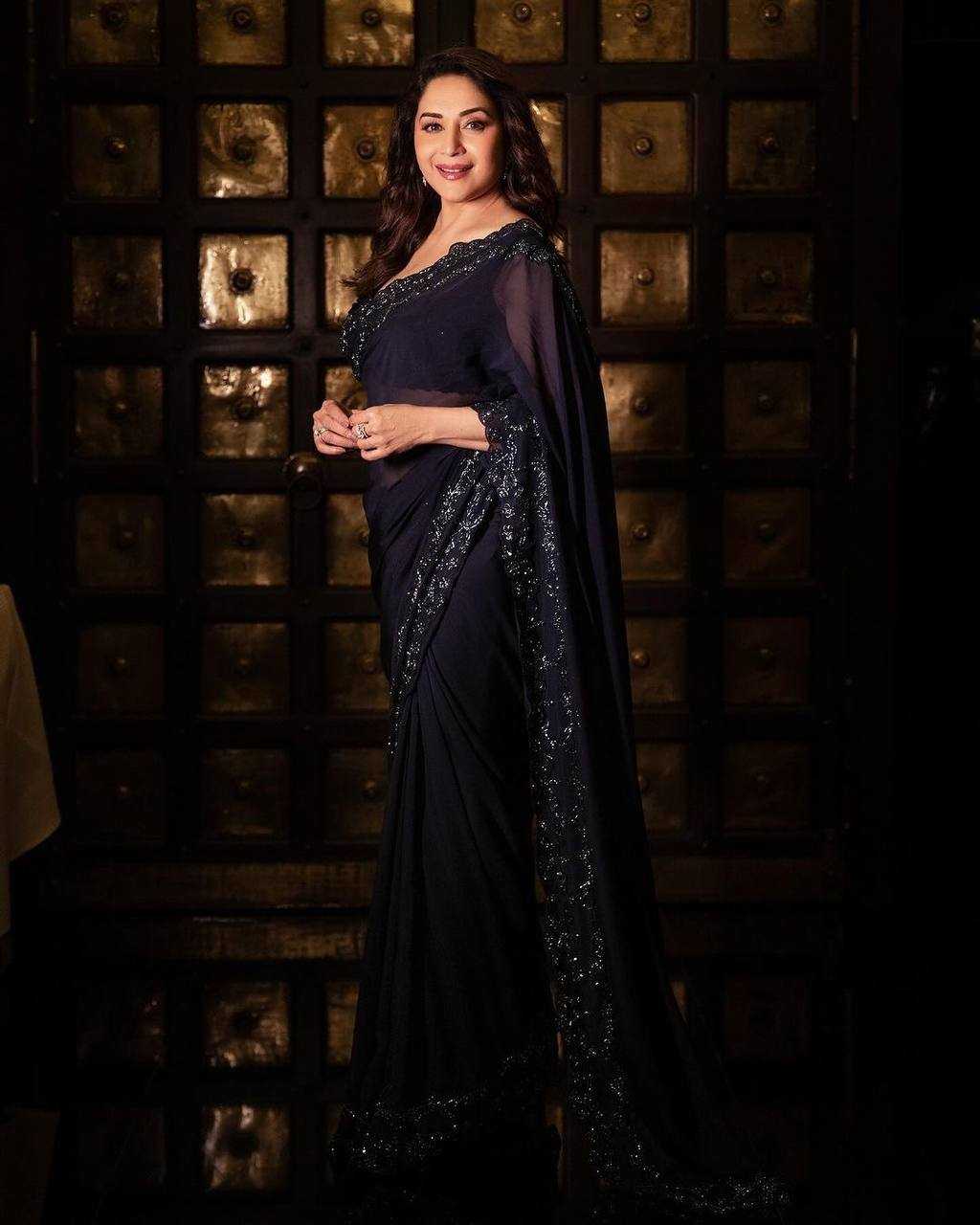 Georgette Rin141 1820 Sarees  Party Wear Georgette Sequence Embroidered Madhuri Dixit Sarees