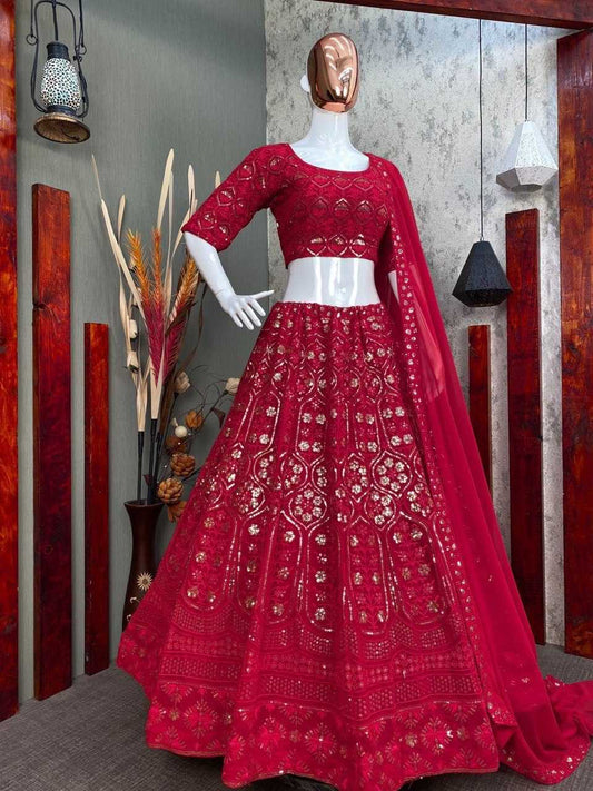 Georgette Rin141 537 Lehengas  Traditional Embroidered Lehengas