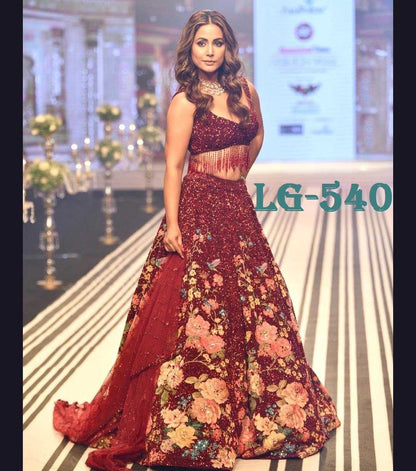 Georgette Rin141 540 Lehengas  Designer Fancy Celebrity Wedding Embroidered Lehengas