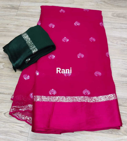 Georgette Rin152 Nsd54 Sarees  Georgette Ladies Zari Border Sarees