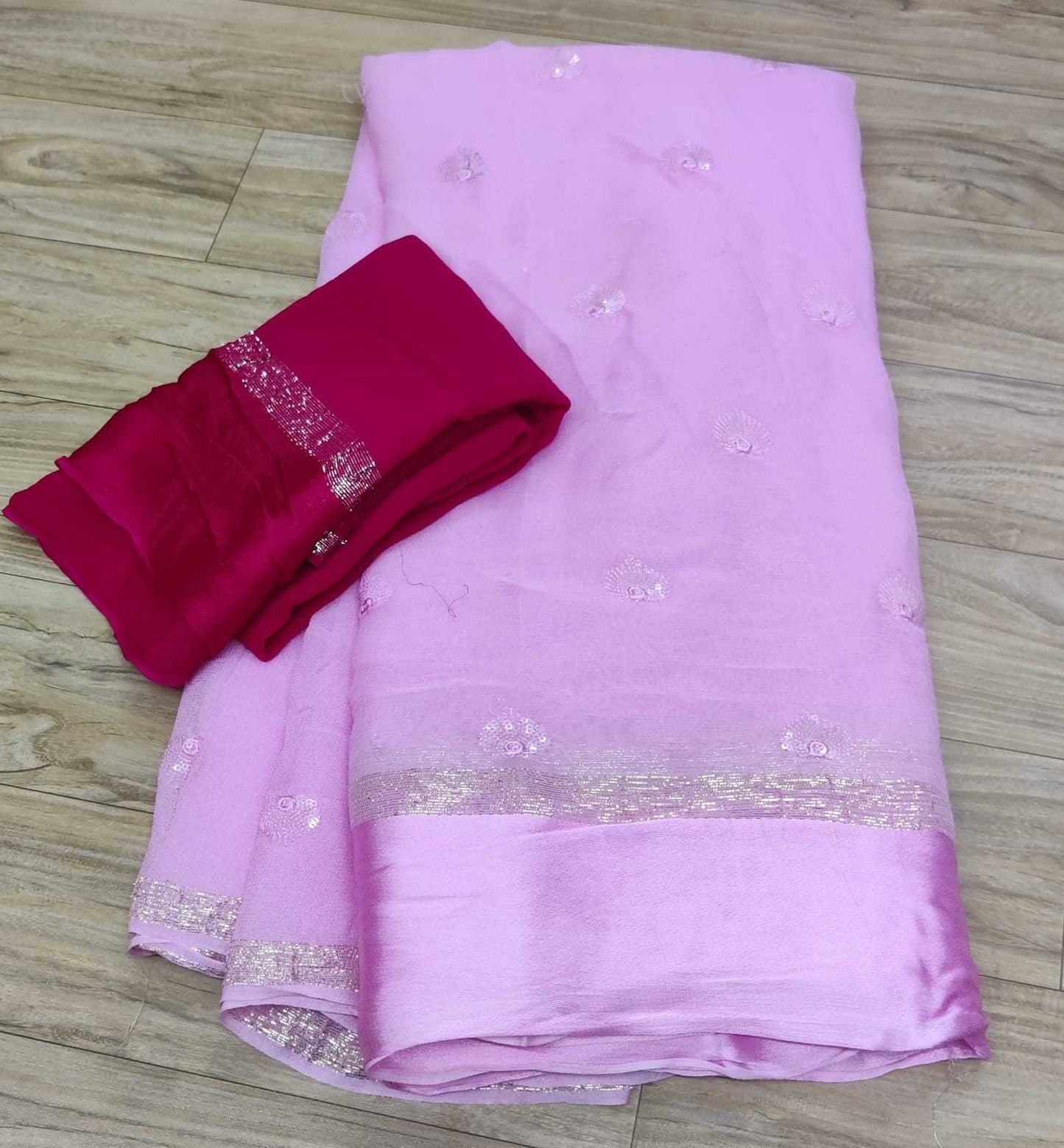 Georgette Rin152 Nsd54 Sarees  Georgette Ladies Zari Border Sarees