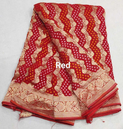 Georgette Rin152 Nsd68 Sarees  Georgette Red Traditional Zari Sarees