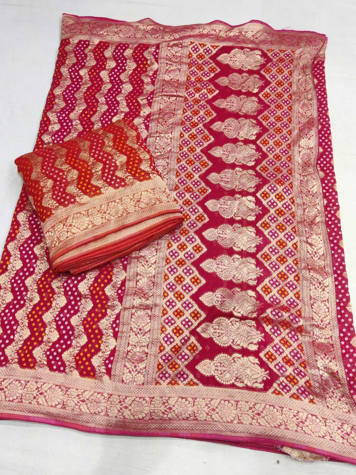 Georgette Rin152 Nsd68 Sarees  Georgette Red Traditional Zari Sarees