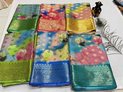 Georgette Rin166 Rrw21 Sarees   Printed Georgette Zari Border Sarees