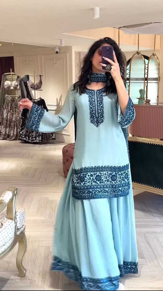 Georgette Rin169 5518 Suit  Ladies,Sharara.Embroidery Suit