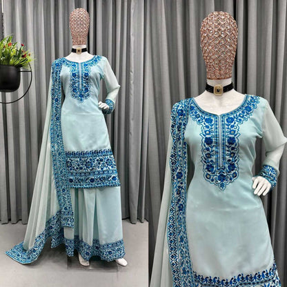 Georgette Rin169 5518 Suit  Ladies,Sharara.Embroidery Suit