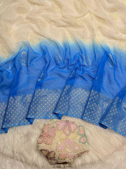 Georgette Rin170 Rud10 Sarees  Georgette Ladies Zari Border Sarees