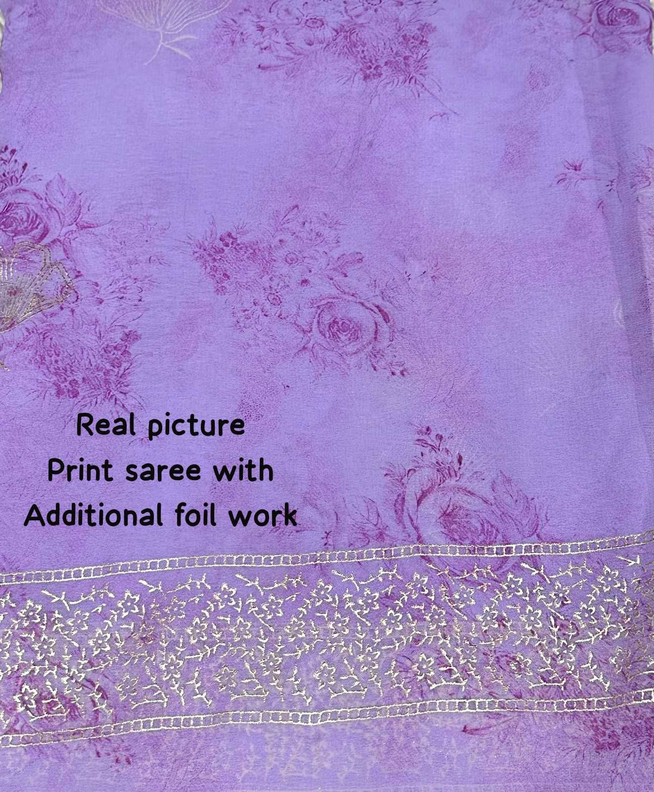 Georgette Rin171 532 Sarees  Printed Georgette Zari Border Sarees