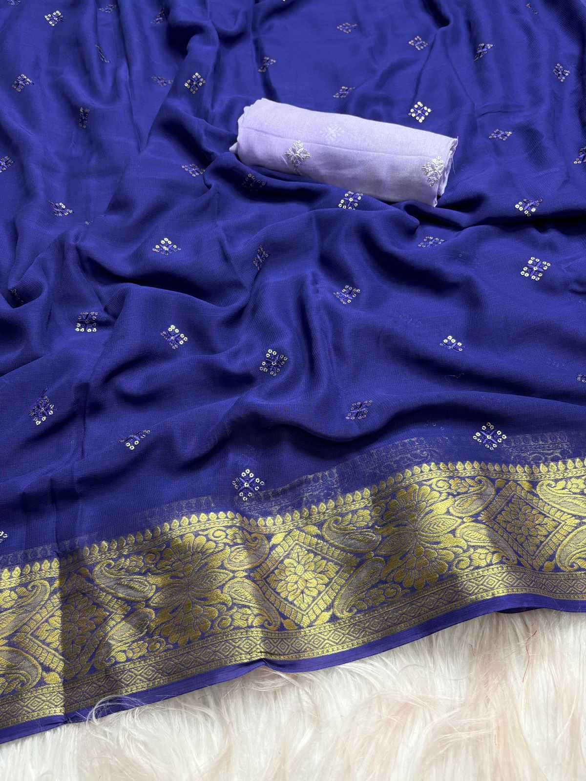 Georgette Rin178 Snt18 Sarees  Georgette Viscose Zari Border Sarees