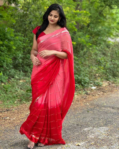 Georgette Rin178 Snt23 Sarees  Fancy Georgette Half And Half Viscose Sarees