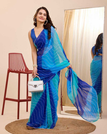 Georgette Rin179 757 Sarees  Ready To Wear Fancy Georgette Pre Stitched Sarees