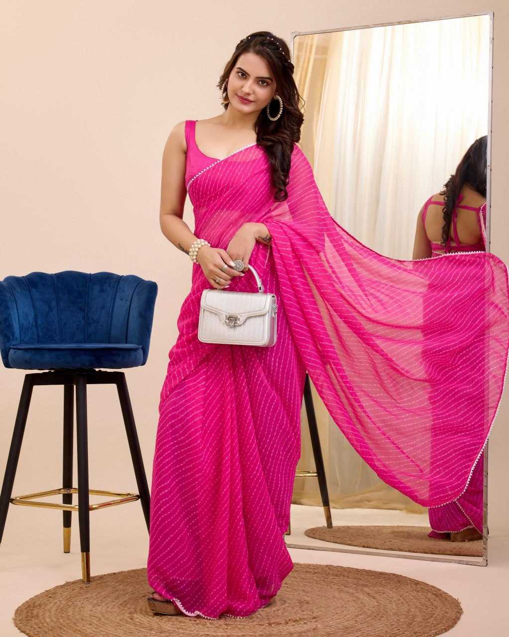 Georgette Rin179 757 Sarees  Ready To Wear Fancy Georgette Pre Stitched Sarees