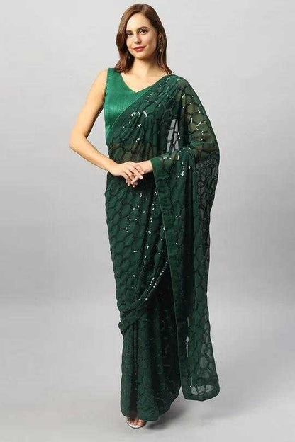 Georgette Rin188 Sangam Sarees  Party Wear Fancy Georgette Sequence Sarees