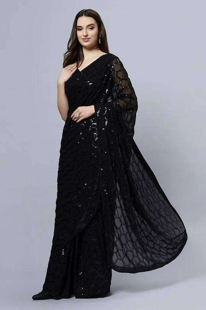 Georgette Rin188 Sangam Sarees  Party Wear Fancy Georgette Sequence Sarees