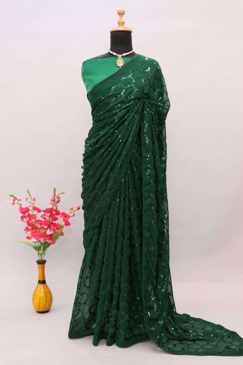 Georgette Rin188 Sangam Sarees  Party Wear Fancy Georgette Sequence Sarees