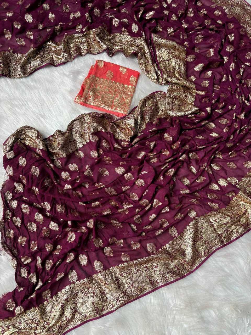 Georgette Rin193 Apn17 Sarees  Georgette Ladies Viscose Zari Work Sarees