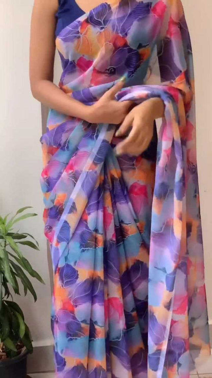 Georgette Rin196 131 Sarees  Printed Georgette Fancy Sarees