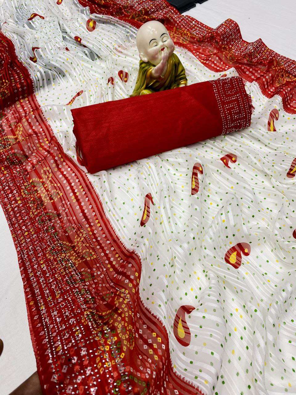 Georgette Rin196 143 Sarees  Georgette Printed Bandhani Bandhej Sarees